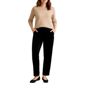 Citron Santa Monica Women Black Velvet Pull-On Pants Sz M Silk Blend Minimalist